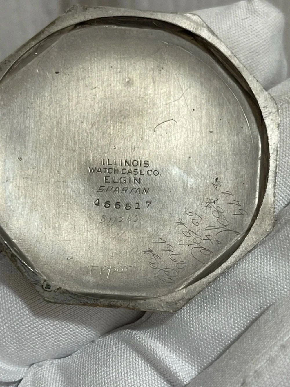 1924 Elgin Art Deco Pocket Watch 17J 12s Octagon RUNS Illinois Spartan Knife Set